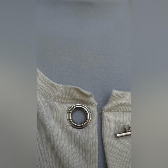 philosophy Cream Off White Light Knit Jacket Cardigan Large Lg - Picture 7 of 9